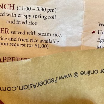 Pepper Asian Bistro - Lunch times on menu they wouldn't honor. - Asian Fusion Near Me - Denver, Colorado Pepper Asian Bistro - Lunch times on menu they wouldn't honor. - Asian Fusion Near Me - Denver, Colorado