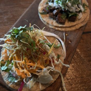 Dos Santos - Beer Battered Shrimp Taco and Steak Arrachera Taco - Mexican Near Me - Nashville, Tennessee