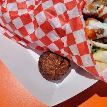 Pita Gyros - Side Falafel (...apparently it's just one) - Greek Near Me - San Francisco, California Pita Gyros - Side Falafel (...apparently it's just one) - Greek Near Me - San Francisco, California