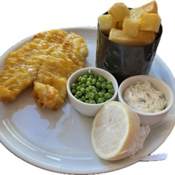Haddock with fries and peas