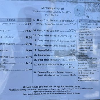 Gateway Kitchen - Menu as of 6/26 - Filipino Near Me - Daly City, California Gateway Kitchen - Menu as of 6/26 - Filipino Near Me - Daly City, California