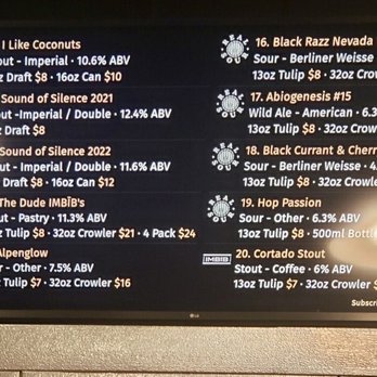 IMBĪB Custom Brews - Menu 5/14/22 - Brewpubs Near Me - Sparks, Nevada IMBĪB Custom Brews - Menu 5/14/22 - Brewpubs Near Me - Sparks, Nevada