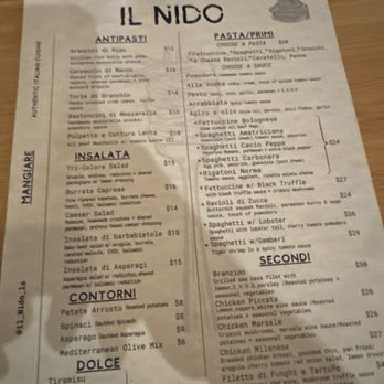 IL Nido - Menu! - Sicilian Near Me - Sherman Oaks, California
