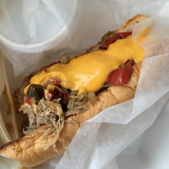 Woody's Bar-B-Q - Pulled pork with onions, peppers, and cheese - Barbeque Near Me - Huntingdon, Pennsylvania