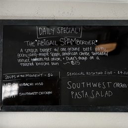 Spamberger smash burger on menu board. Spamberger smash burger on menu board.