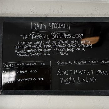 Union Market - Spamberger smash burger on menu board. - Sandwiches Near Me - Richmond, Virginia Union Market - Spamberger smash burger on menu board. - Sandwiches Near Me - Richmond, Virginia