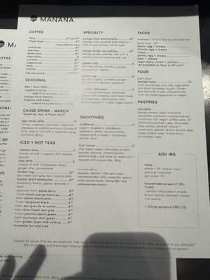 Menu photo 1 Mañana Coffee Austin, TX