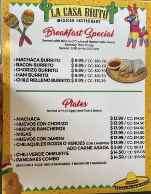 Menu photo 2 La Casa Brito Mexican Restaurant Westminster, CA Menu photo 2 La Casa Brito Mexican Restaurant Westminster, CA