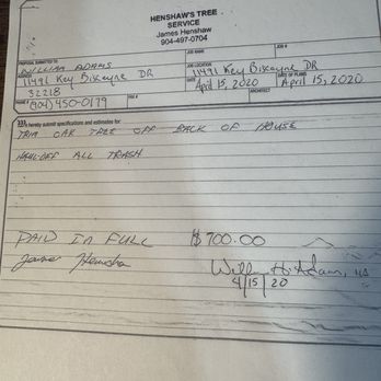 USAA - Receipt for tree debris removal. - Home & Rental Insurance Near Me - San Antonio, Texas
