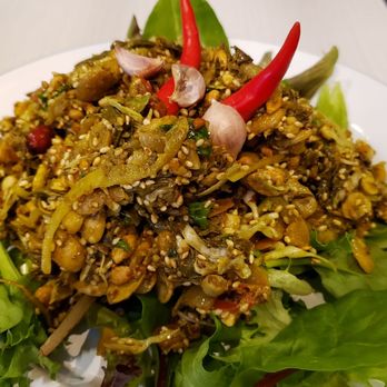 Mandalay Kitchen - Lahpet thoke (tea leaf salad) ($13), vegan by default. Fantastic mix of savory flavors with an array of textures. Best I've had in the US. - Thai Near Me - Saint Paul, Minnesota