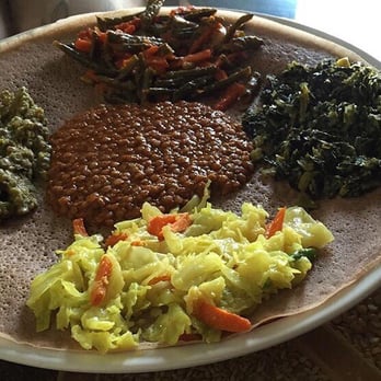 Bole Restaurant - Delicious vegan sampler for 2! - Ethiopian Near Me - Portland, Oregon
