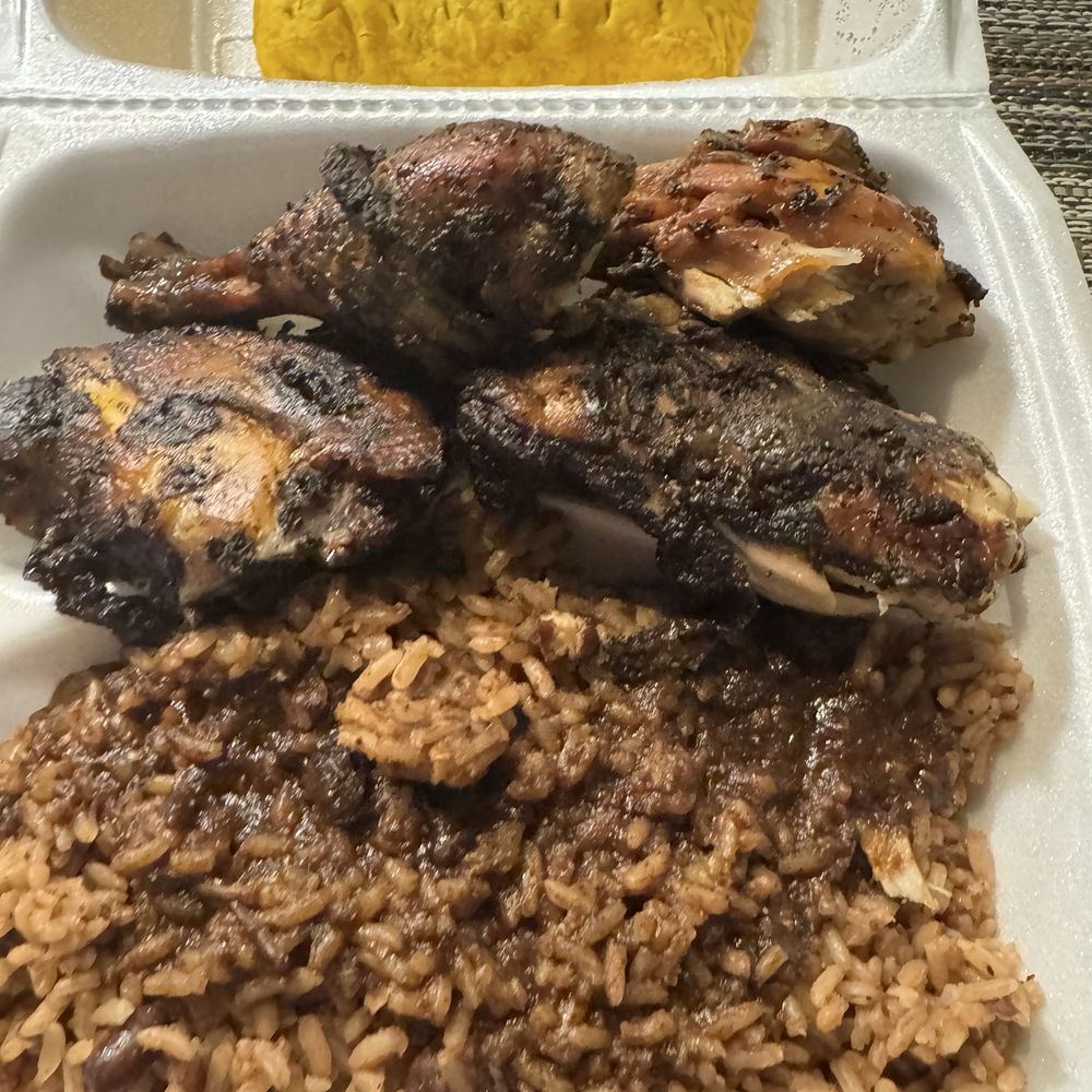 Golden Krust - Jerk Chicken with Rice and Peas - Caribbean Near Me - Raleigh, North Carolina Golden Krust - Jerk Chicken with Rice and Peas - Caribbean Near Me - Raleigh, North Carolina