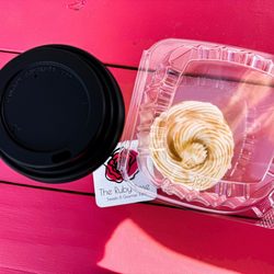 Small pumpkin spice latte & salted caramel cupcake