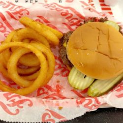 Freddy's Frozen Custard & Steakburgers - #1 Freddy's Original Double Combo with onion rings and side order of fries