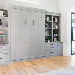 More Space Place - Beautiful contemporary look, with gray finish. Murphy Bed and home office wall.