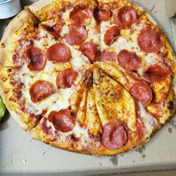 A whole dry slice with no cheese.