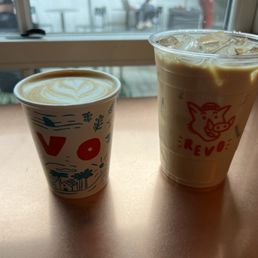 Flat white and iced latte