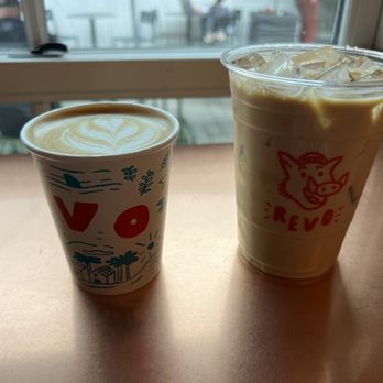 Revolution Roasters - Flat white and iced latte - Coffee Roasteries Near Me - Carlsbad, California