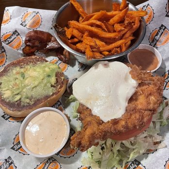 Bad Daddy's Burger Bar - My favorite item: Emilio 's Chicken Sandwich With Sweet Potato Fries (Jalapeño Bacon on the side) - Burgers Near Me - Charlotte, North Carolina Bad Daddy's Burger Bar - My favorite item: Emilio 's Chicken Sandwich With Sweet Potato Fries (Jalapeño Bacon on the side) - Burgers Near Me - Charlotte, North Carolina