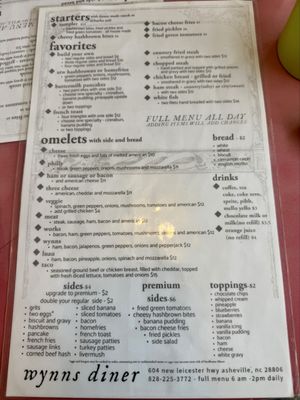 Menu photo 1 Wynn's Diner Asheville, NC Menu photo 1 Wynn's Diner Asheville, NC