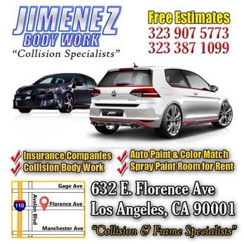 Jimenez Body Work - #especialistas #colisión #pintura #automóviles #carrocería #compañíasdeseguros  #LosAngeles #accidente #seguros - Body Shops Near Me - Los Angeles, California