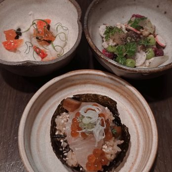 Bon Mot - Kanpachi (front, middle) Aori Ika (top, left) Green Cauliflower (top, right) - Korean Near Me - Cupertino, California