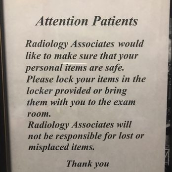 Radiology Associates - Disclosure to storing your belongings in chance rooms - Radiologists Near Me - Templeton, California Radiology Associates - Disclosure to storing your belongings in chance rooms - Radiologists Near Me - Templeton, California