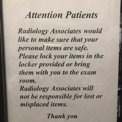 Radiology Associates - Disclosure to storing your belongings in chance rooms