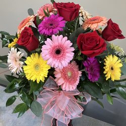 Gerbera and Roses Vased