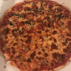 Half sausage & half pepperoni mushroom pizza