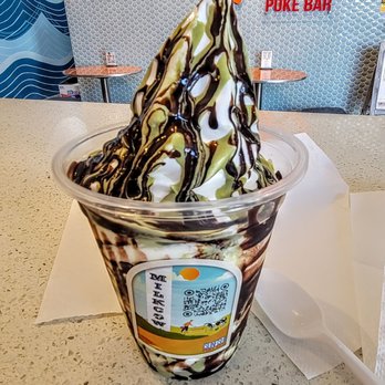 Milkcow - Milky Matcha,  with Chocolate drizzle,  medium size - Ice Cream & Frozen Yogurt Near Me - Fremont, California