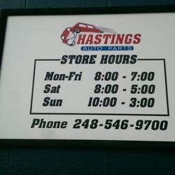 Hastings Auto Parts - Hours