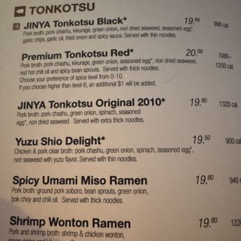 JINYA Ramen Bar - Fairfax - menu - Ramen Near Me - Fairfax, Virginia