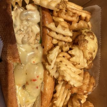 Sweet Hut Bakery & Cafe - Miso Sesame Chicken with waffle fries - Coffee & Tea Near Me - Atlanta, Georgia