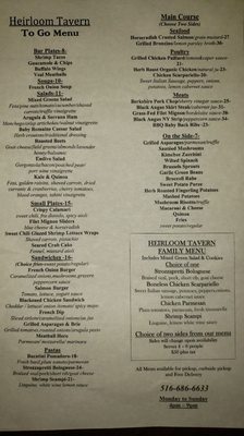 Menu photo 6 Heirloom Tavern Glen Head, NY
