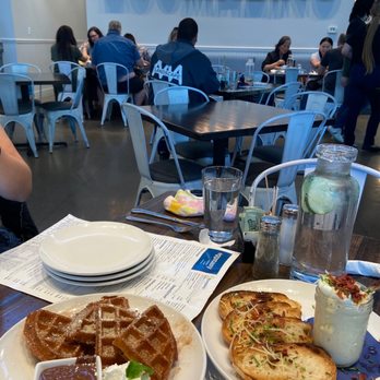 Eggstasy - Churro Waffle and breakfast bruschetta - Breakfast & Brunch Near Me - Chandler, Arizona