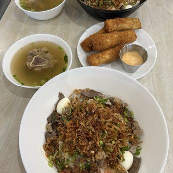 Pho Mi Amor - Hu Tieu Nam Vang (Dry w/ clear noodles) and seafood egg rolls - Vietnamese Near Me - Elk Grove, California