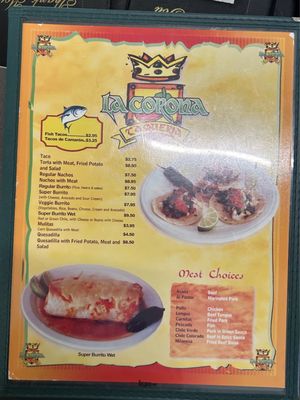 Menu photo 2 La Corona Taqueria San Jose, CA Menu photo 2 La Corona Taqueria San Jose, CA