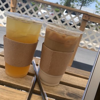 Cafe Orange - LET ME TELL YOU ABOUT THEIR ICED PEACH GREEN TEA AND COLD BREW MILK TEA!! It is a MUST try!! - Desserts Near Me - Garden Grove, California