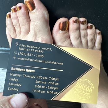 Shiloh Nails & Spa - Business card and feet - Nail Salons Near Me - Windsor, California Shiloh Nails & Spa - Business card and feet - Nail Salons Near Me - Windsor, California