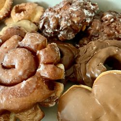 D K's Donuts - Old fashioned, apple fritters, cinnamon, chocolate heart