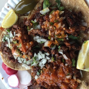 Tacos El Hidalguense - Three pork tacos! - Food Trucks Near Me - Salida, California