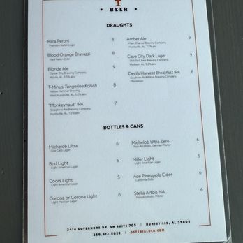 Osteria LuCa - Beer list - Italian Near Me - Huntsville, Alabama Osteria LuCa - Beer list - Italian Near Me - Huntsville, Alabama