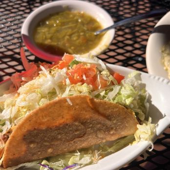 Poco & Moms - NM combo plate Red Chile Beef Hard Shelled Taco - American Near Me - Tucson, Arizona