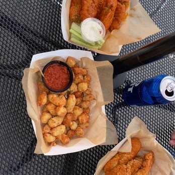 Wing Dome - Buffalo chicken tenders and habanero dry rub tenders and garlic cheese curds - American Near Me - Seattle, Washington Wing Dome - Buffalo chicken tenders and habanero dry rub tenders and garlic cheese curds - American Near Me - Seattle, Washington