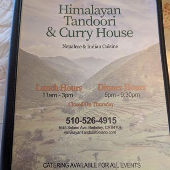 Himalayan Tandoori and Curry House - Himalayan/Nepalese Near Me - Berkeley, California