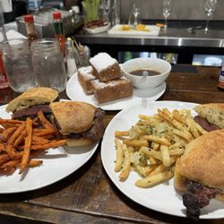 Town & Country Cafe - Steak sandwich with sweet potato & garlic fries, plus HayStacks French toast--tastes like a churro! Shirley Temple was a sweet treat