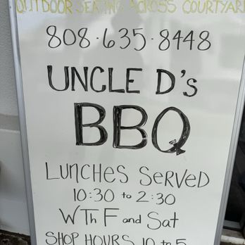 Uncle D’s BBQ - Shop hours and phone number - Barbeque Near Me - Lihue, Hawaii
