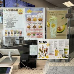 Menu, as of June 2026.  Thai Green Milk Tea no longer available