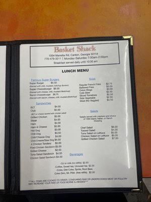 Menu photo 2 Basket Shack Canton, GA